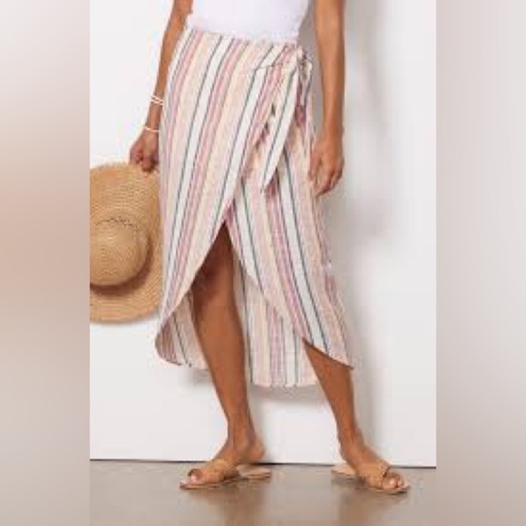 Free People Aubrey Sarong Sz  Small Multi Combo Skirt Swim Cover Striped Cotton - Picture 1 of 6
